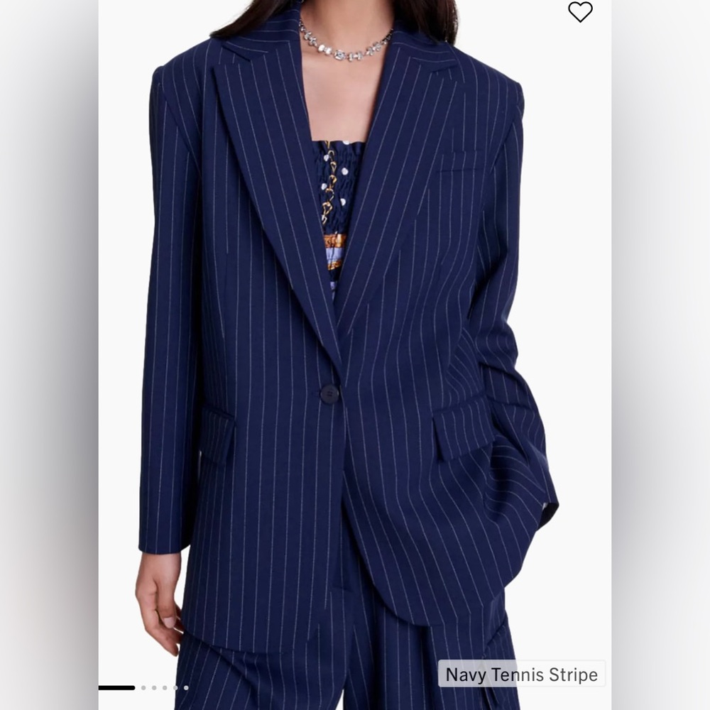 Maje Navy Blue Pinstripe Blazer